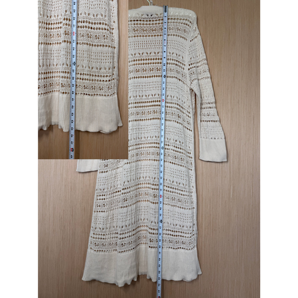 Loft Long Cotton Pointelle Knit Cardigan Womens Size XL Bohemian Festival - Picture 8 of 10